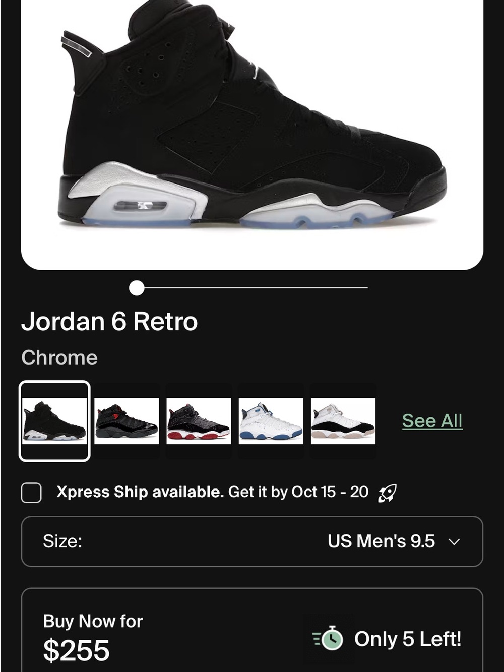 Jordan 6 Retro - Black/Chrome Men's Sneakers
